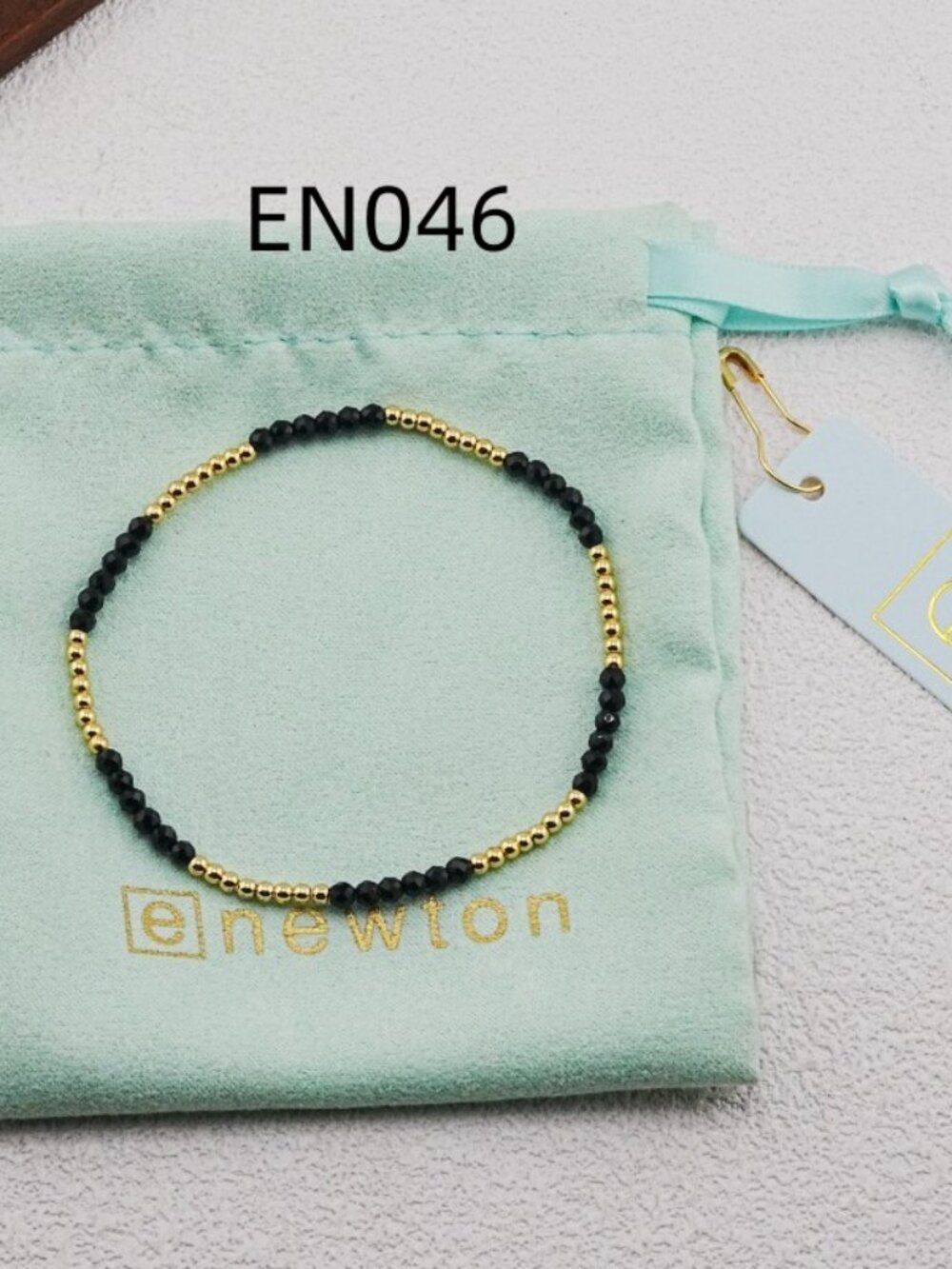 Enewton Black Glass Crystal & Gold Bead Bracelet